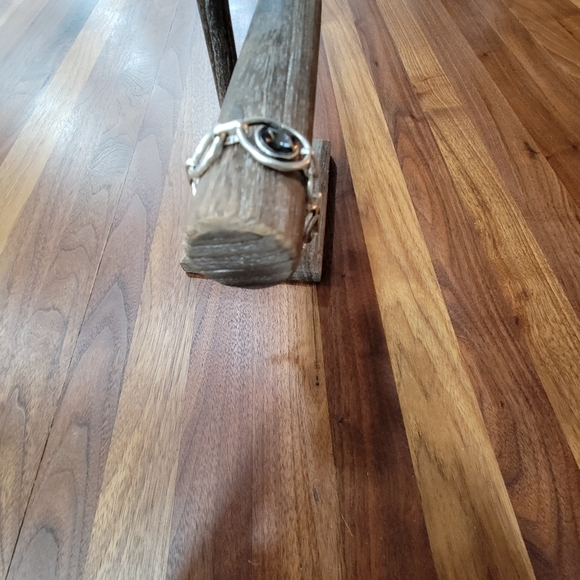 Silver Pewter Colored Circle Bracelet with Gray Charcoal Crystals - Picture 6 of 9